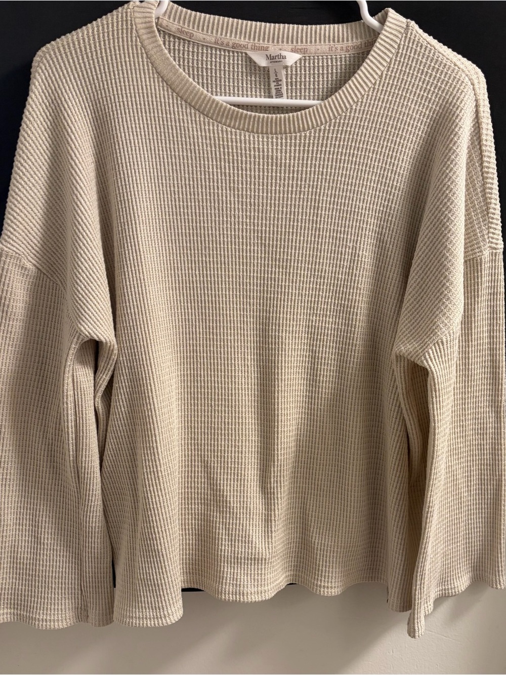 Martha Stewart Oatmeal Waffle Knit Thermal Lounge Top Size Large
